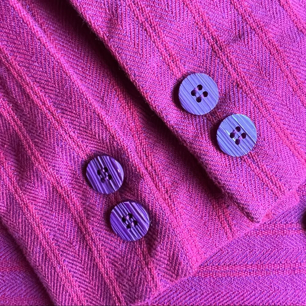 Vintage Pink Pinstripe Blazer Medium Lee Wright  collarless stripe jacket